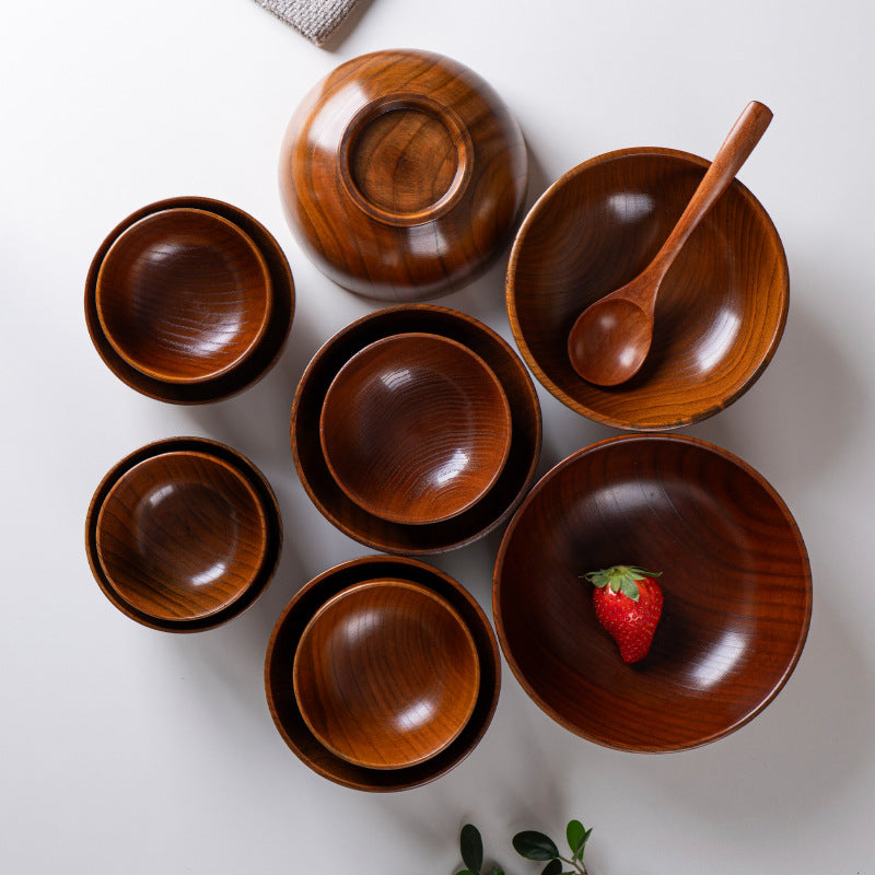 Premium Jujube Wood Bowl Large Size Natural Solid Wood Soup & Ramen Bowl – Heat Resistant Handmade Wooden Rice Bowl for Home Use, Chinese Style Tableware