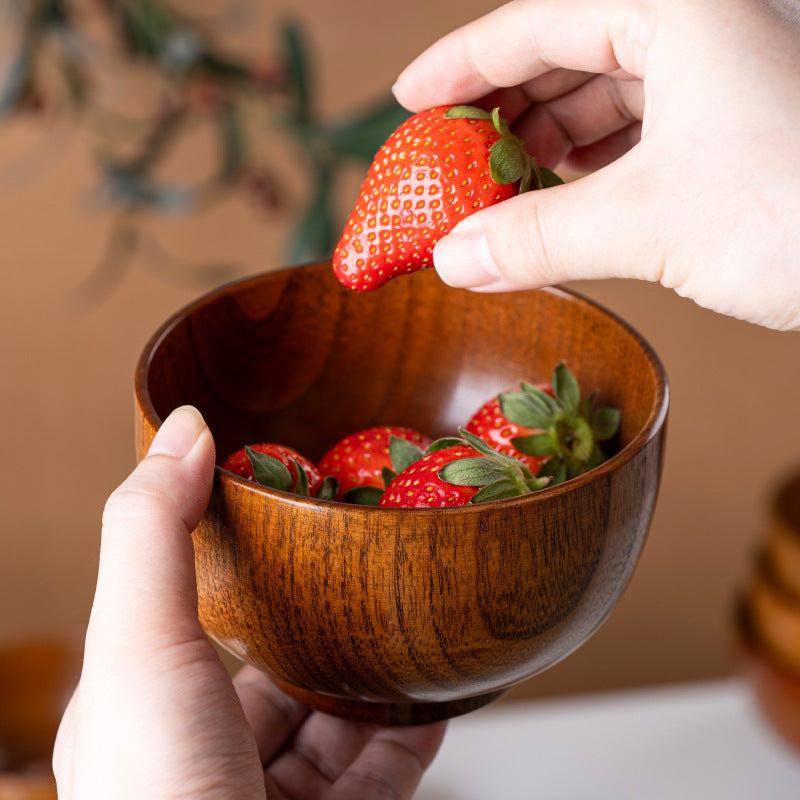 Premium Jujube Wood Bowl Large Size Natural Solid Wood Soup & Ramen Bowl – Heat Resistant Handmade Wooden Rice Bowl for Home Use, Chinese Style Tableware